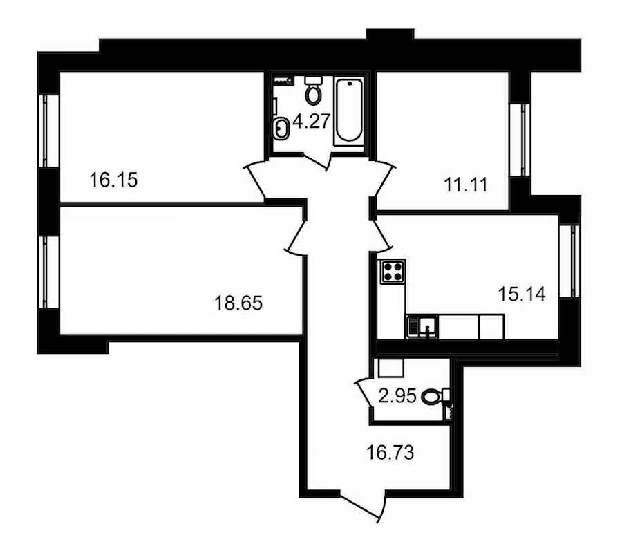 Трехкомнатная квартира в : площадь 85 м2 , этаж: 1 – купить в Санкт-Петербурге