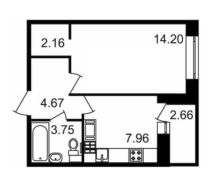Однокомнатная квартира в : площадь 35.4 м2 , этаж: 17 – купить в Санкт-Петербурге