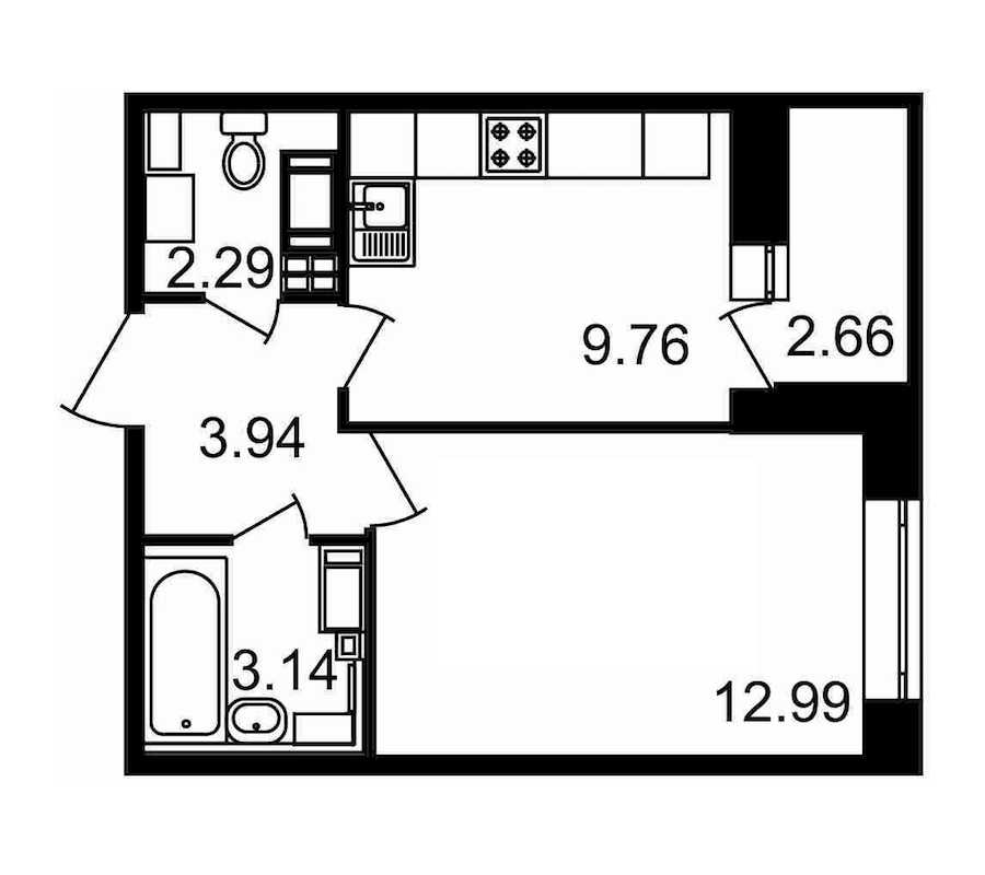 Однокомнатная квартира в : площадь 34.78 м2 , этаж: 16 – купить в Санкт-Петербурге