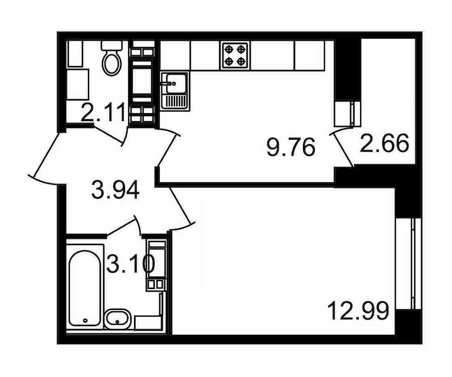 Однокомнатная квартира в : площадь 34.56 м2 , этаж: 17 – купить в Санкт-Петербурге