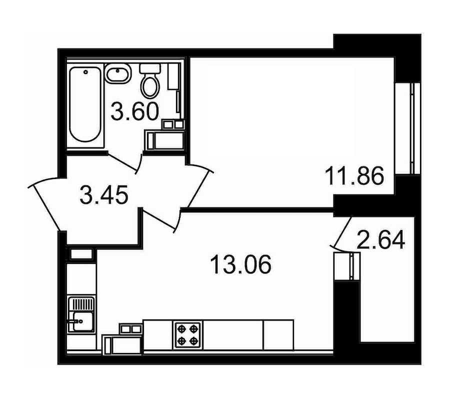 Однокомнатная квартира в : площадь 34.61 м2 , этаж: 17 – купить в Санкт-Петербурге
