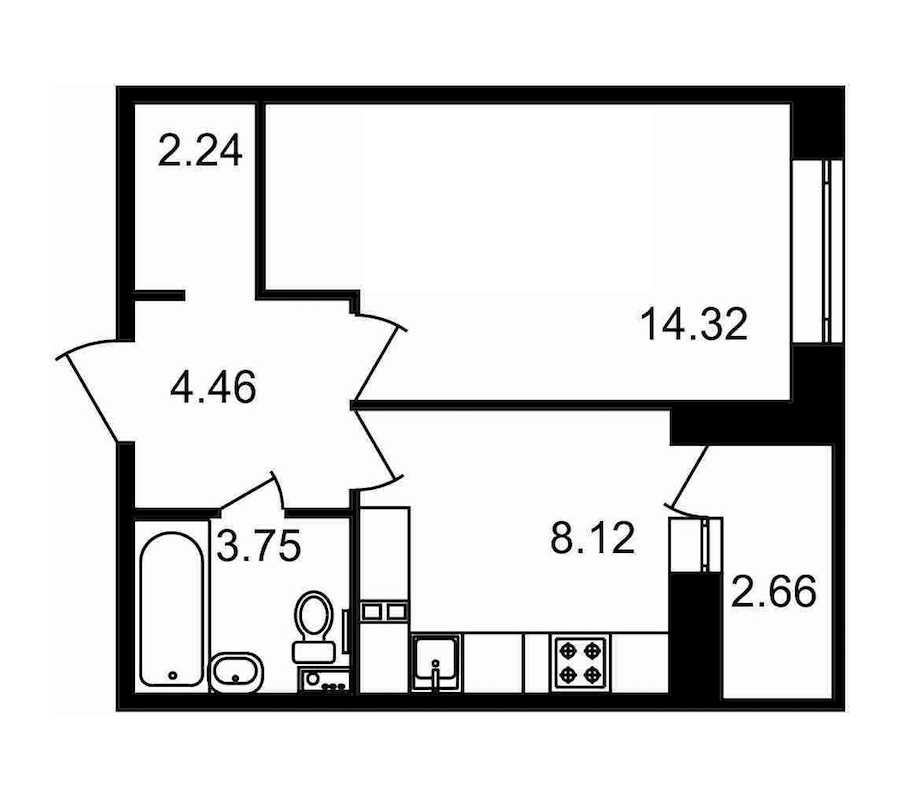 Однокомнатная квартира в : площадь 35.55 м2 , этаж: 15 – купить в Санкт-Петербурге