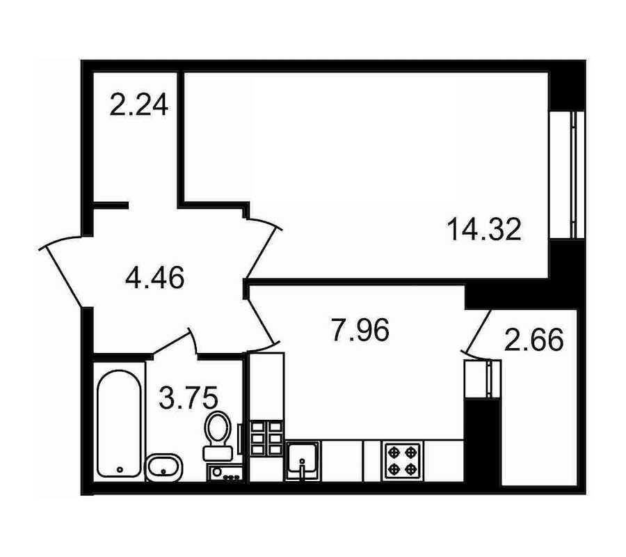 Однокомнатная квартира в : площадь 35.39 м2 , этаж: 17 – купить в Санкт-Петербурге