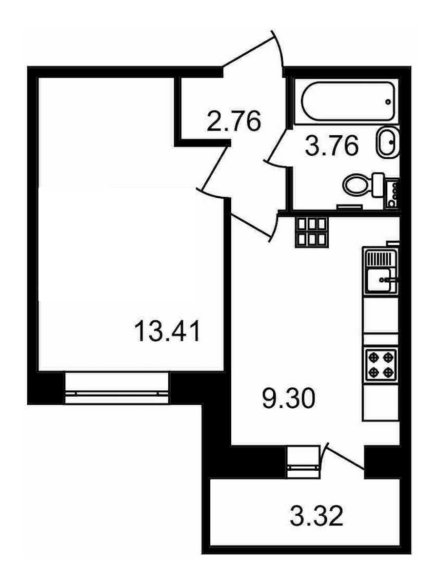 Однокомнатная квартира в : площадь 32.55 м2 , этаж: 17 – купить в Санкт-Петербурге