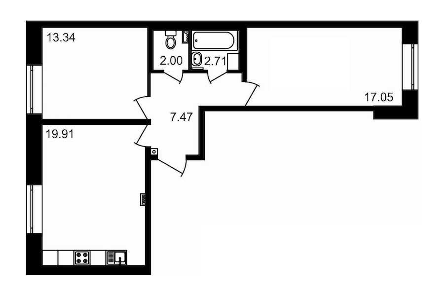 Двухкомнатная квартира в : площадь 62.48 м2 , этаж: 1 – купить в Санкт-Петербурге