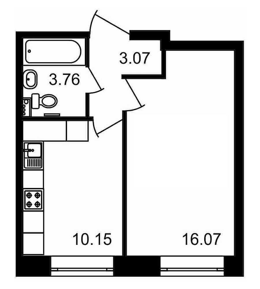 Однокомнатная квартира в : площадь 33.05 м2 , этаж: 1 – купить в Санкт-Петербурге