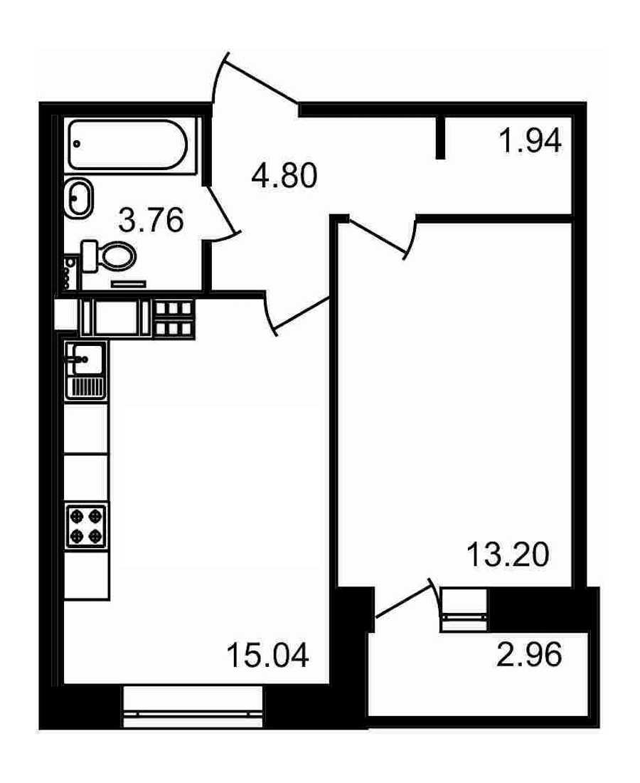 Однокомнатная квартира в : площадь 41.7 м2 , этаж: 17 – купить в Санкт-Петербурге