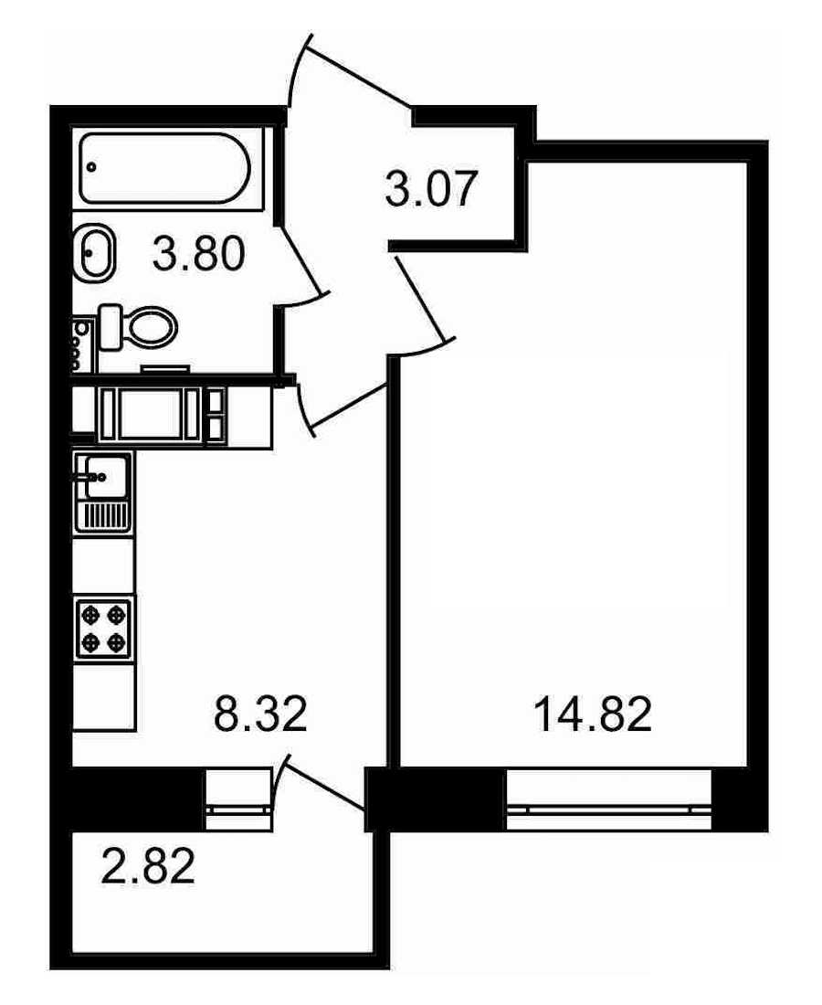 Однокомнатная квартира в : площадь 32.83 м2 , этаж: 15 – купить в Санкт-Петербурге