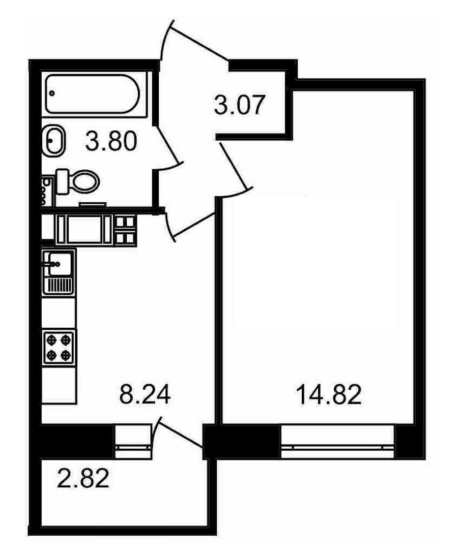 Однокомнатная квартира в : площадь 32.75 м2 , этаж: 16 – купить в Санкт-Петербурге