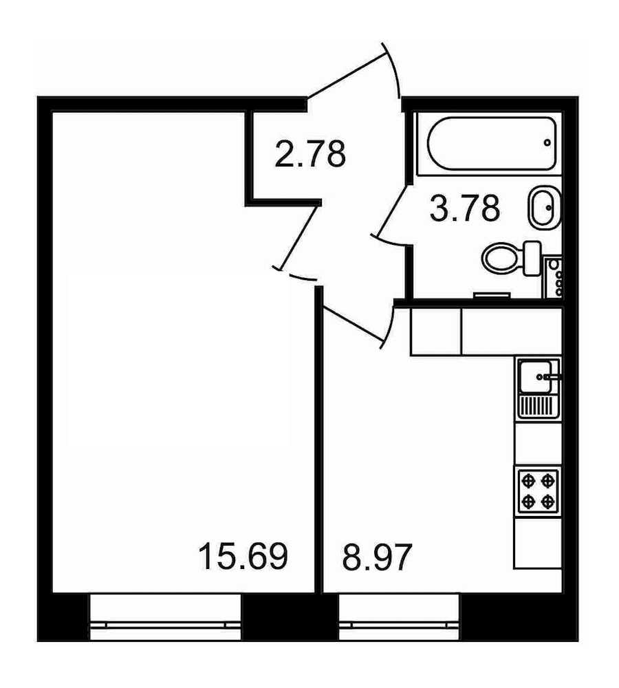 Однокомнатная квартира в : площадь 31.22 м2 , этаж: 1 – купить в Санкт-Петербурге