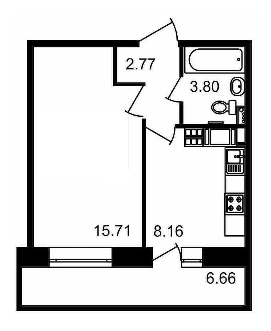 Однокомнатная квартира в : площадь 37.1 м2 , этаж: 17 – купить в Санкт-Петербурге