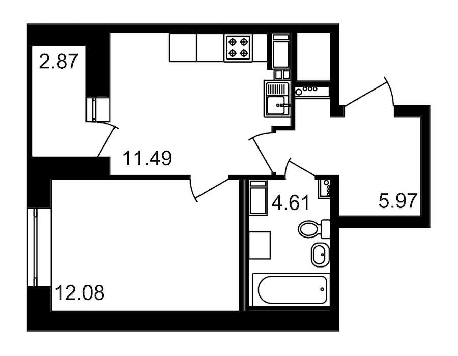 Однокомнатная квартира в : площадь 37.02 м2 , этаж: 19 – купить в Санкт-Петербурге