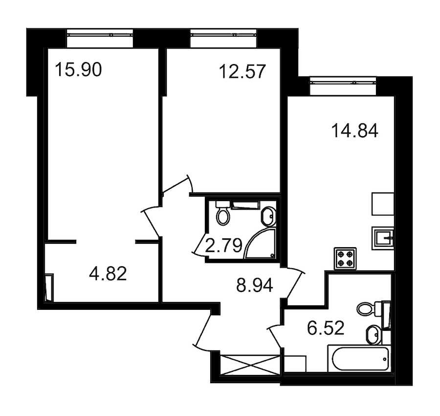 Двухкомнатная квартира в ЦДС: площадь 66.34 м2 , этаж: 1 – купить в Санкт-Петербурге
