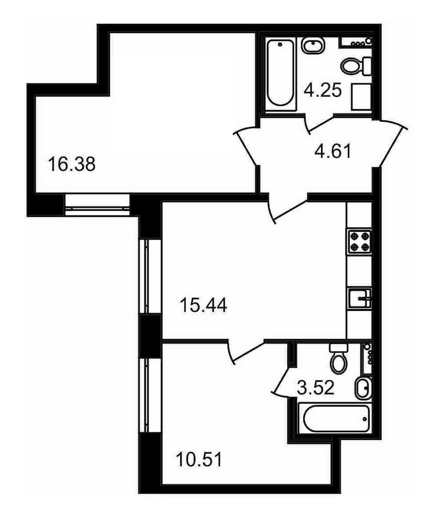 Двухкомнатная квартира в ЦДС: площадь 54.71 м2 , этаж: 1 – купить в Санкт-Петербурге