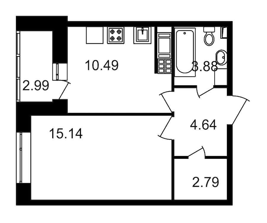 Однокомнатная квартира в : площадь 39.93 м2 , этаж: 20 – купить в Санкт-Петербурге