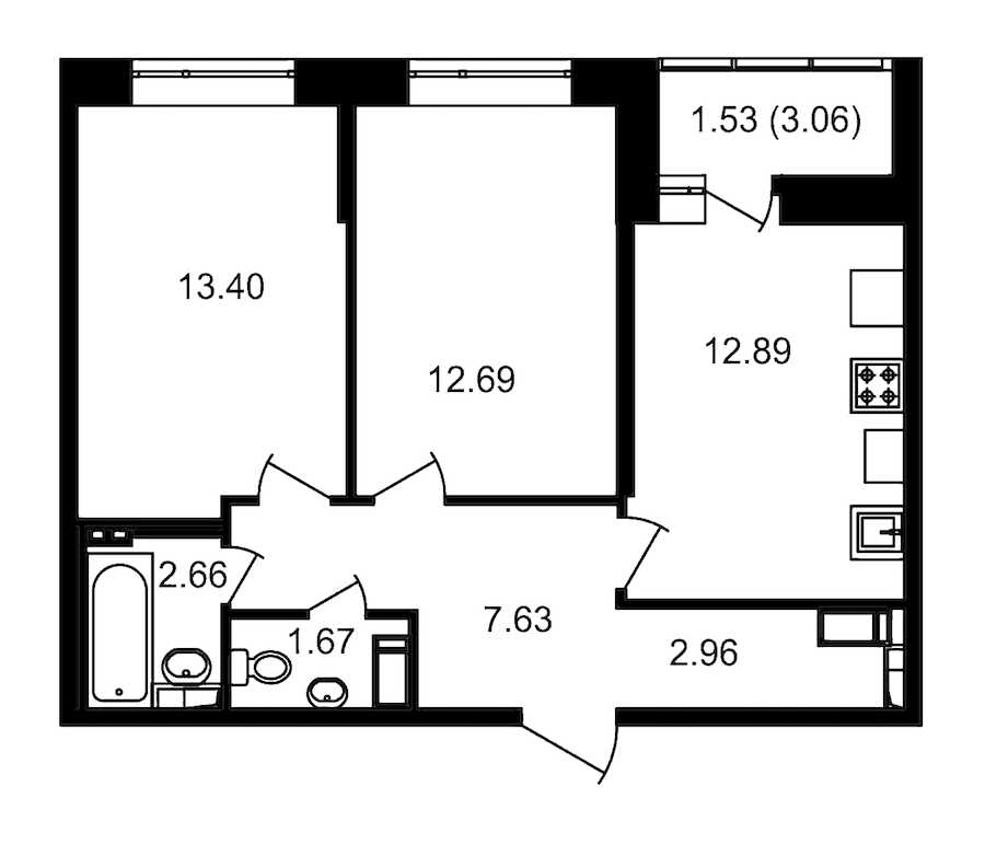Двухкомнатная квартира в : площадь 56.96 м2 , этаж: 20 – купить в Санкт-Петербурге