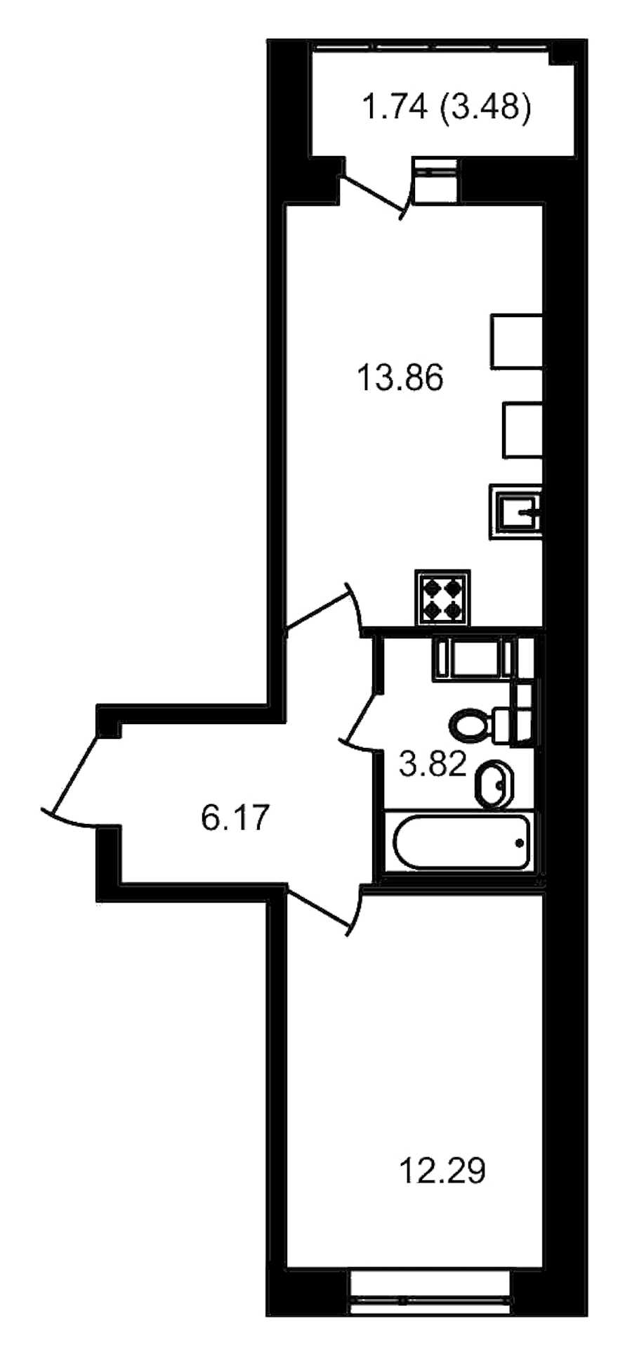 Однокомнатная квартира в : площадь 39.62 м2 , этаж: 20 – купить в Санкт-Петербурге
