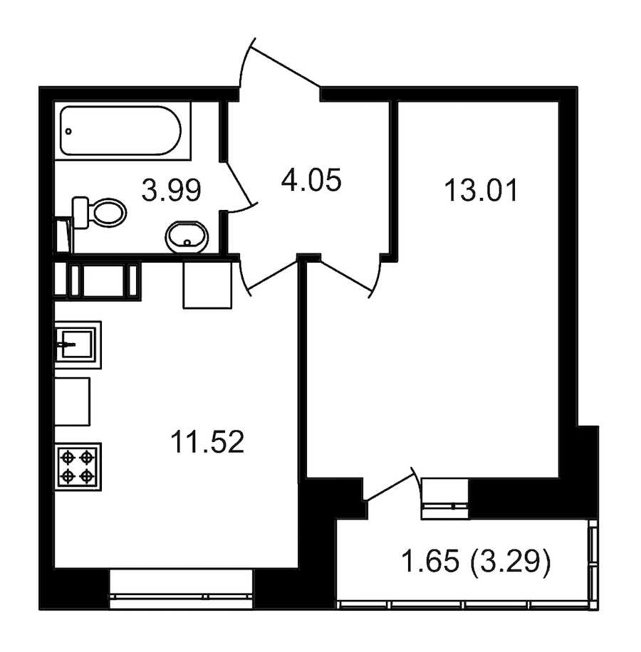 Однокомнатная квартира в : площадь 35.86 м2 , этаж: 18 – купить в Санкт-Петербурге