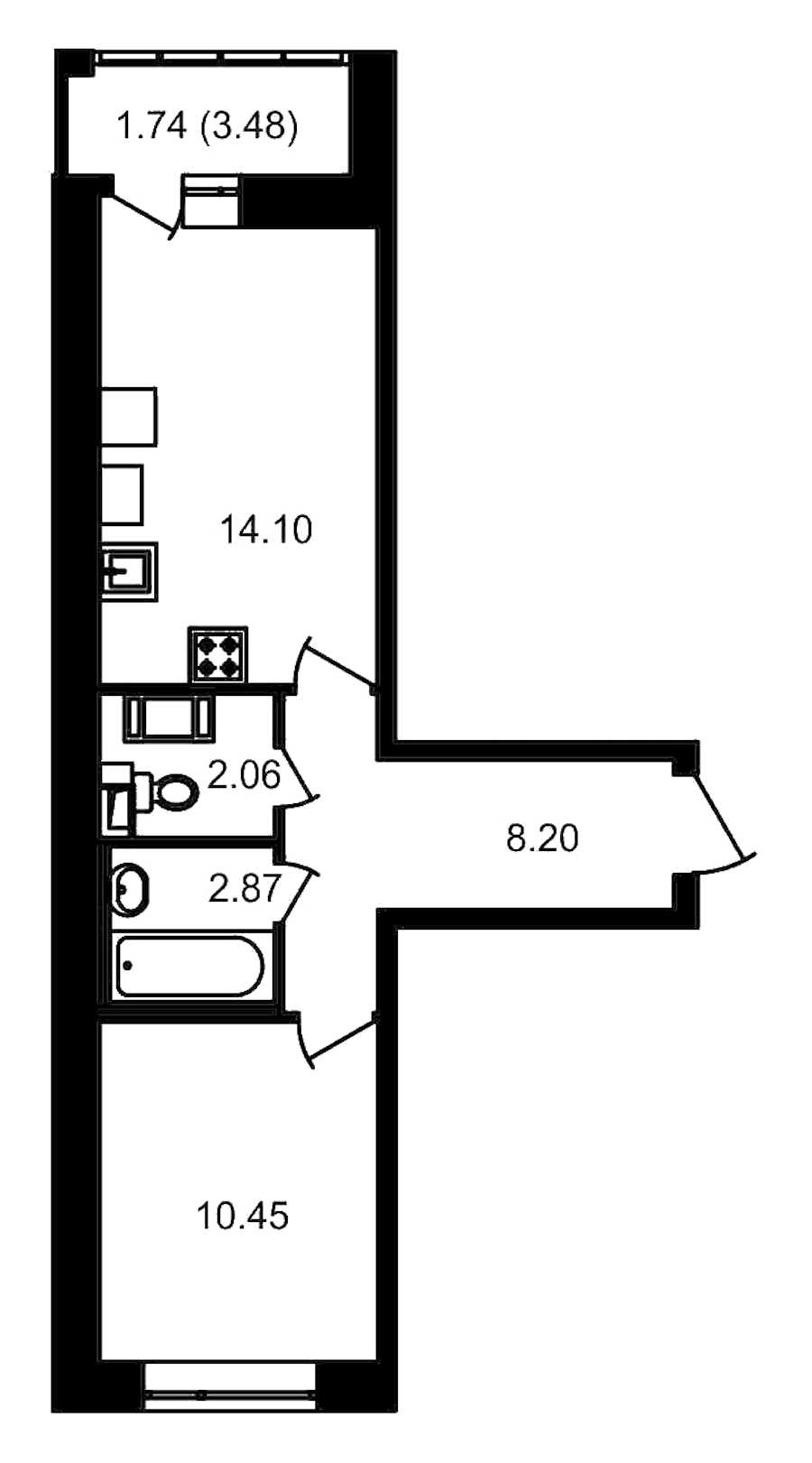 Однокомнатная квартира в : площадь 41.16 м2 , этаж: 20 – купить в Санкт-Петербурге