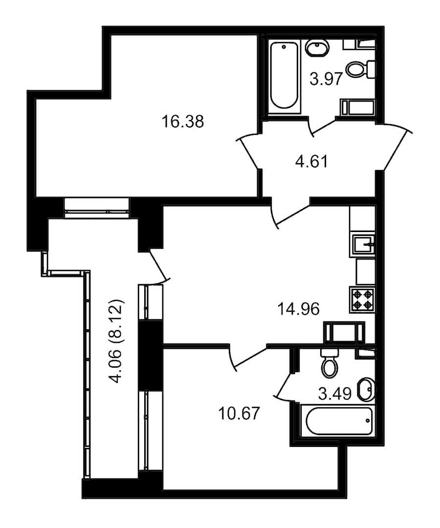 Двухкомнатная квартира в : площадь 62.2 м2 , этаж: 18 – купить в Санкт-Петербурге