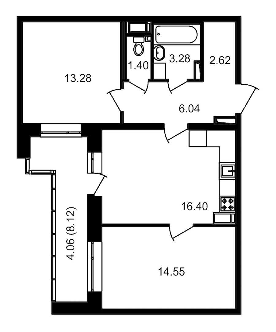 Двухкомнатная квартира в ЦДС: площадь 58.21 м2 , этаж: 1 – купить в Санкт-Петербурге