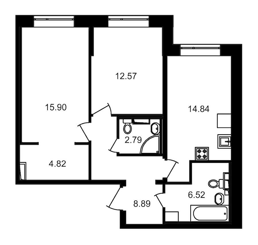 Двухкомнатная квартира в : площадь 66.33 м2 , этаж: 1 – купить в Санкт-Петербурге
