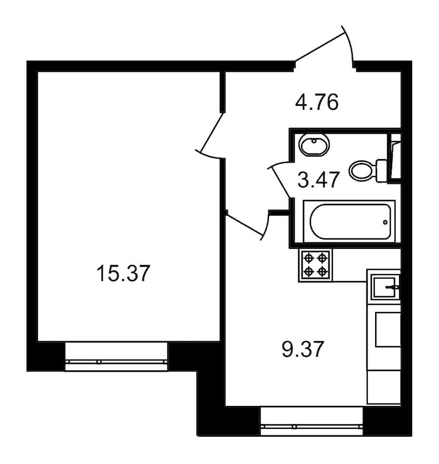 Однокомнатная квартира в : площадь 32.97 м2 , этаж: 1 – купить в Санкт-Петербурге