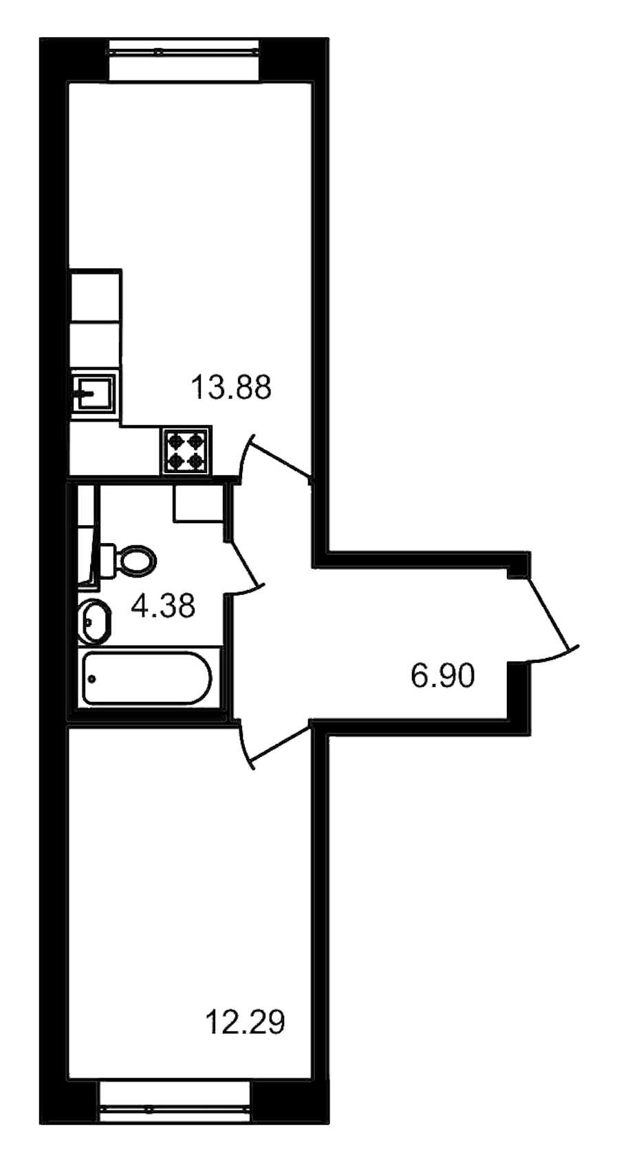 Однокомнатная квартира в : площадь 37.45 м2 , этаж: 1 – купить в Санкт-Петербурге