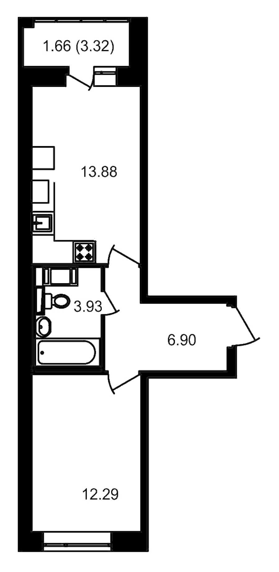 Однокомнатная квартира в : площадь 40.32 м2 , этаж: 2 – купить в Санкт-Петербурге
