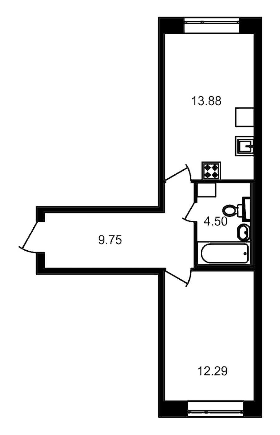 Однокомнатная квартира в : площадь 40.42 м2 , этаж: 1 – купить в Санкт-Петербурге