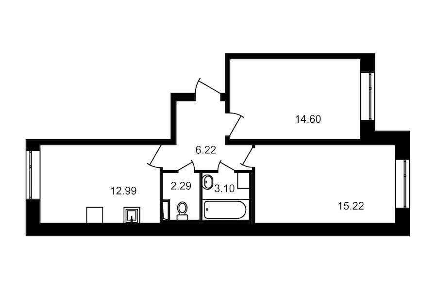 Двухкомнатная квартира в : площадь 54.42 м2 , этаж: 1 – купить в Санкт-Петербурге