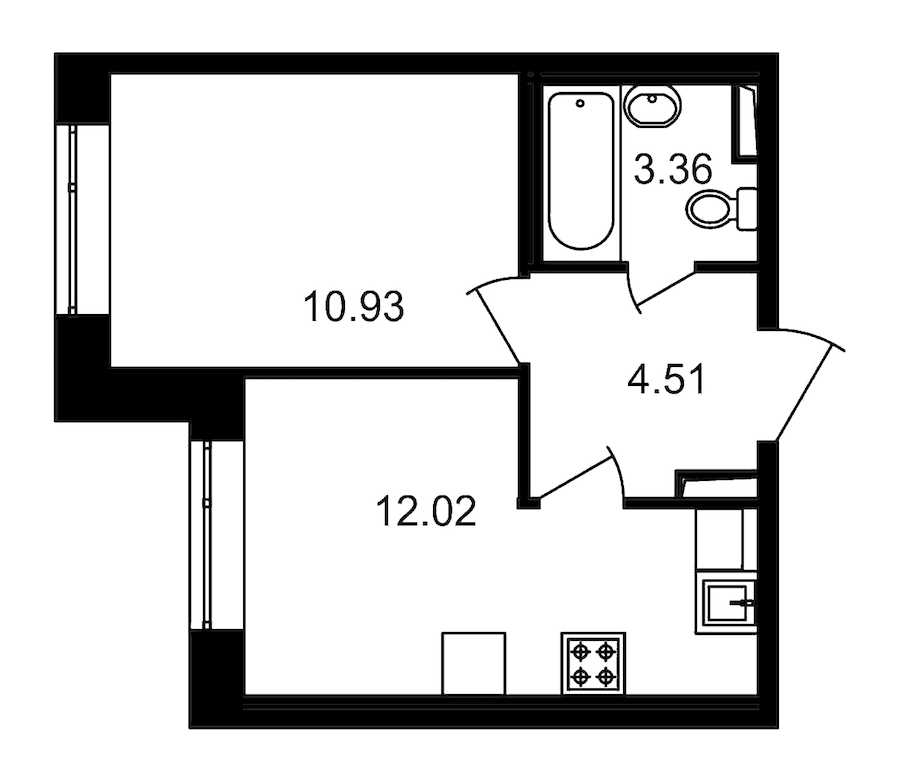 Однокомнатная квартира в : площадь 30.82 м2 , этаж: 1 – купить в Санкт-Петербурге