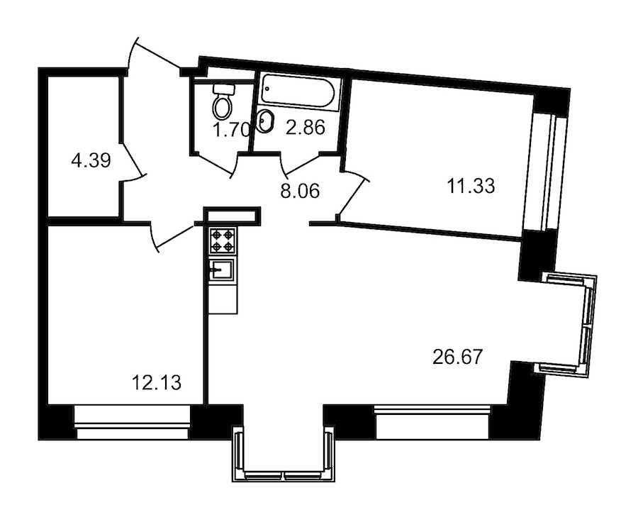 Двухкомнатная квартира в : площадь 68.29 м2 , этаж: 3 – купить в Санкт-Петербурге