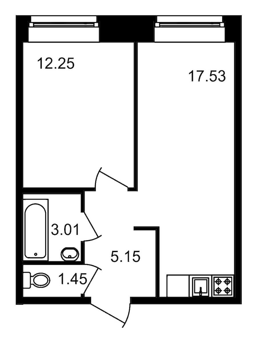Однокомнатная квартира в ЦДС: площадь 39.39 м2 , этаж: 4 – купить в Санкт-Петербурге
