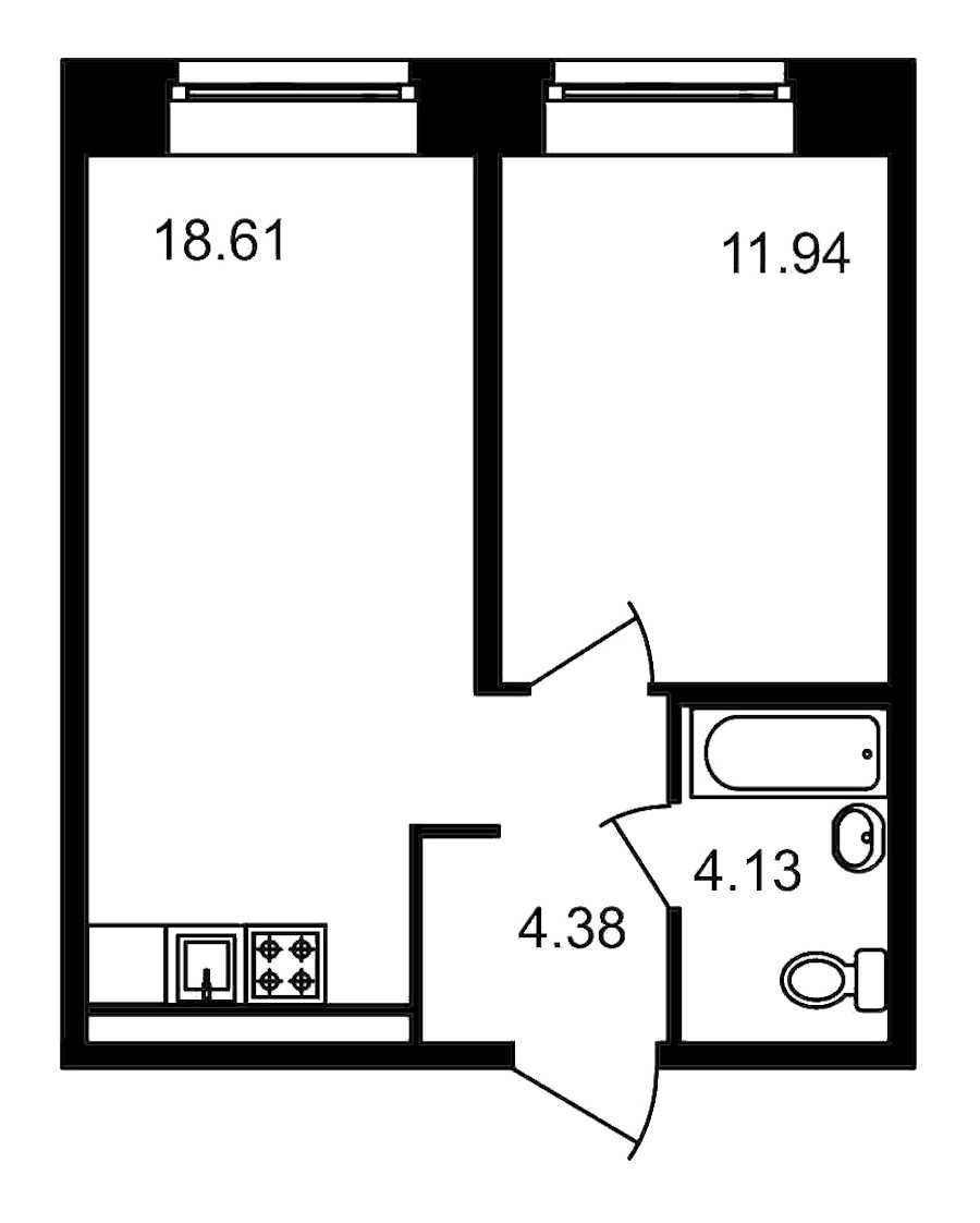 Однокомнатная квартира в : площадь 39.06 м2 , этаж: 3 – купить в Санкт-Петербурге
