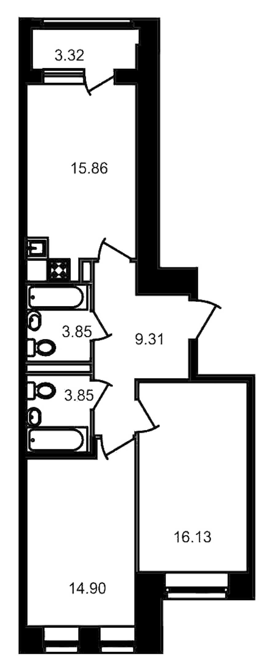 Двухкомнатная квартира в : площадь 67.22 м2 , этаж: 4 – купить в Санкт-Петербурге
