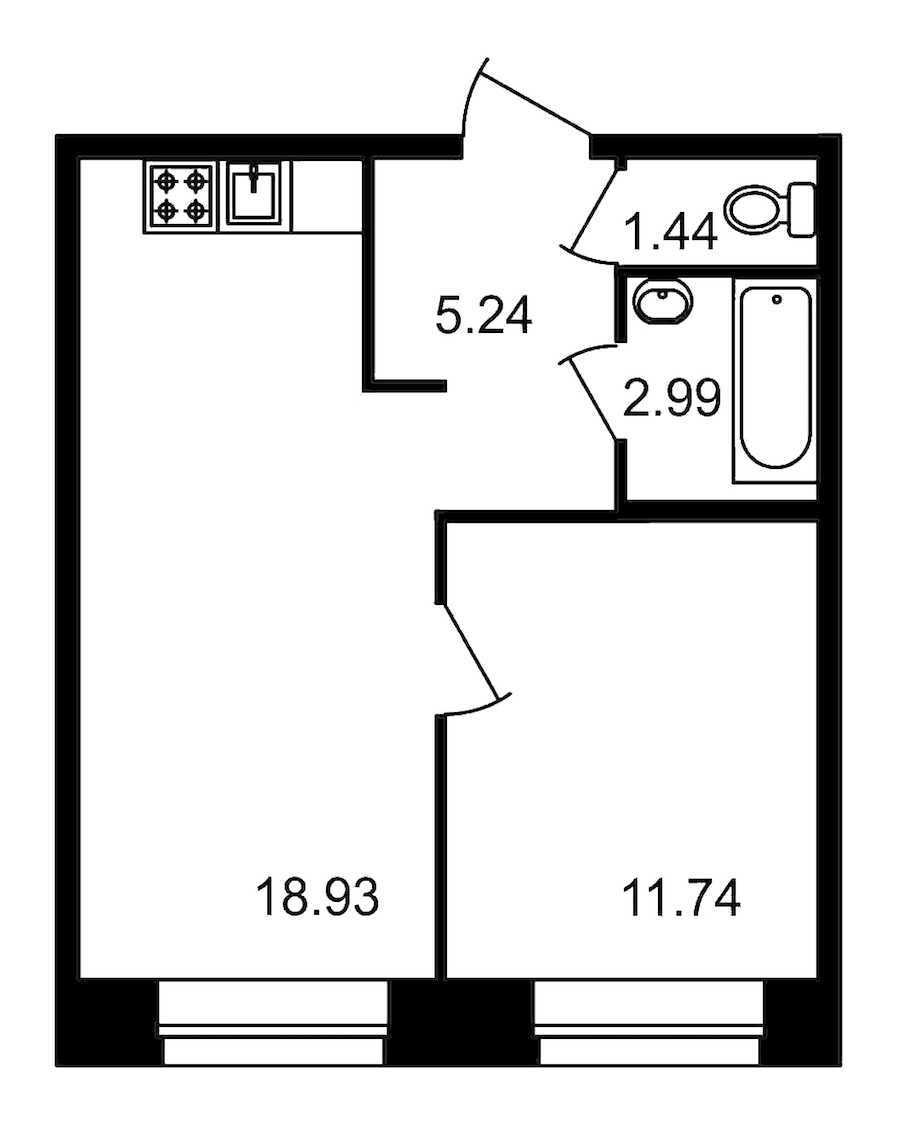 Однокомнатная квартира в ЦДС: площадь 40.34 м2 , этаж: 3 – купить в Санкт-Петербурге