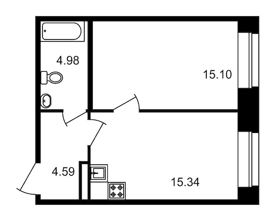Однокомнатная квартира в : площадь 40.01 м2 , этаж: 1 – купить в Санкт-Петербурге