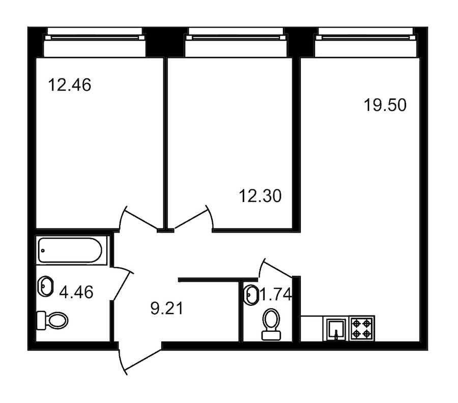 Двухкомнатная квартира в : площадь 59.67 м2 , этаж: 1 – купить в Санкт-Петербурге