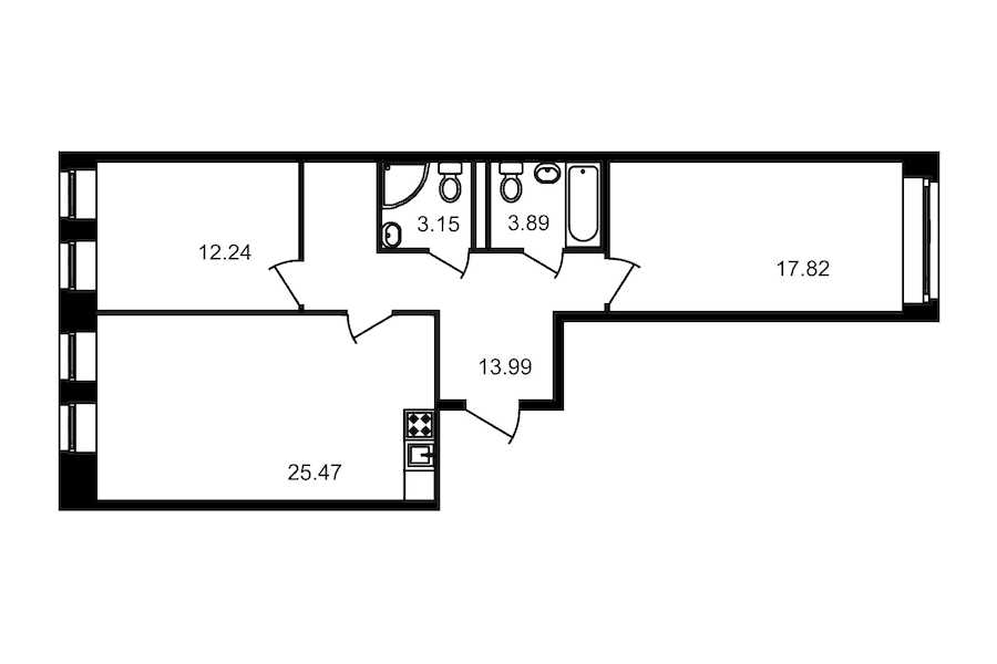 Двухкомнатная квартира в : площадь 76.56 м2 , этаж: 1 – купить в Санкт-Петербурге
