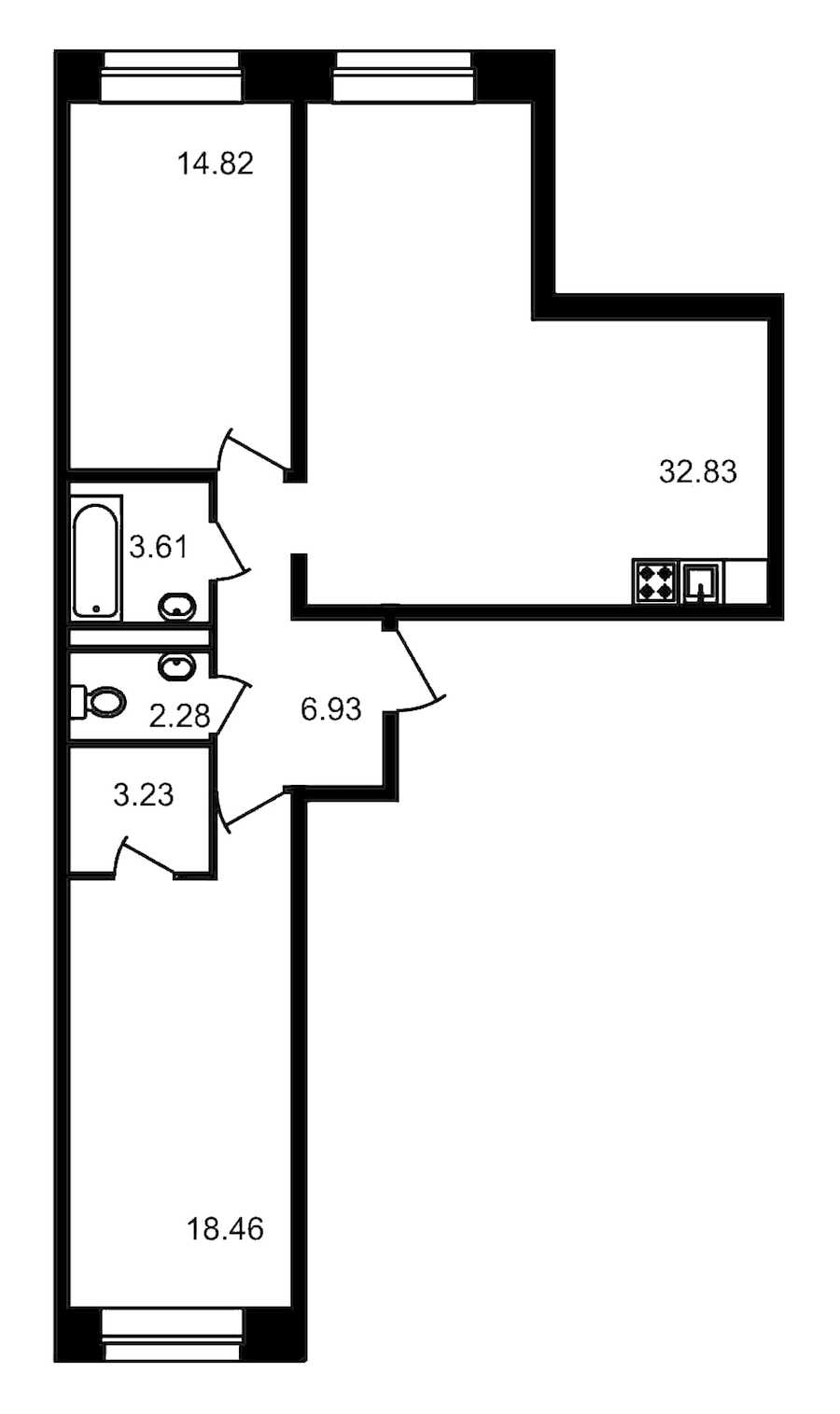 Двухкомнатная квартира в : площадь 82.16 м2 , этаж: 1 – купить в Санкт-Петербурге