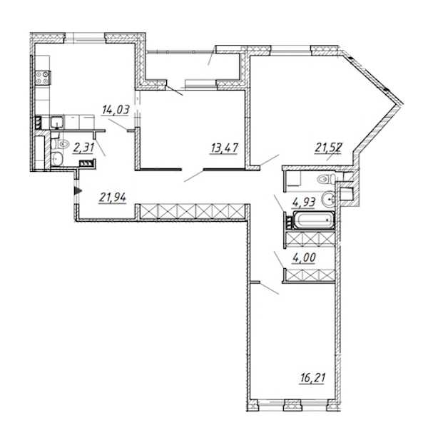 Трехкомнатная квартира в : площадь 102 м2 , этаж: 4 – купить в Санкт-Петербурге