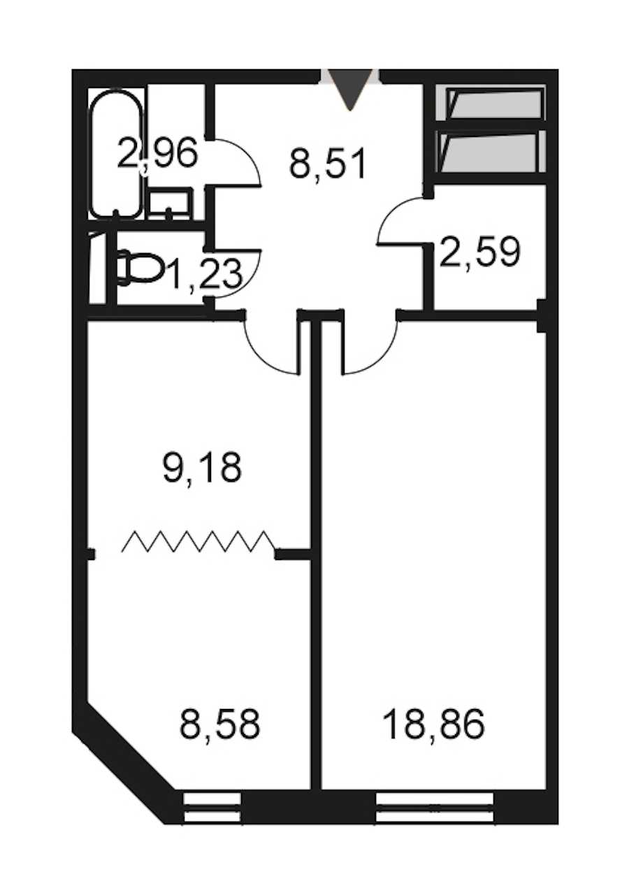Двухкомнатная квартира в : площадь 51.91 м2 , этаж: 4 – купить в Санкт-Петербурге
