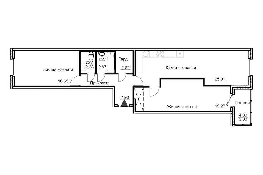 Двухкомнатная квартира в Аквилон-Инвест: площадь 79.75 м2 , этаж: 3 – купить в Санкт-Петербурге