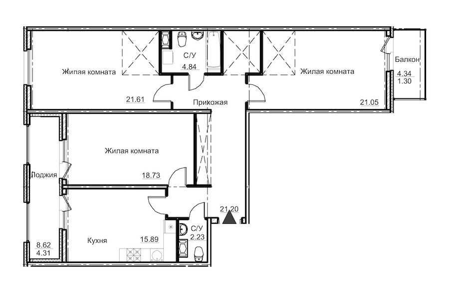 Трехкомнатная квартира в : площадь 111.16 м2 , этаж: 12 – купить в Санкт-Петербурге