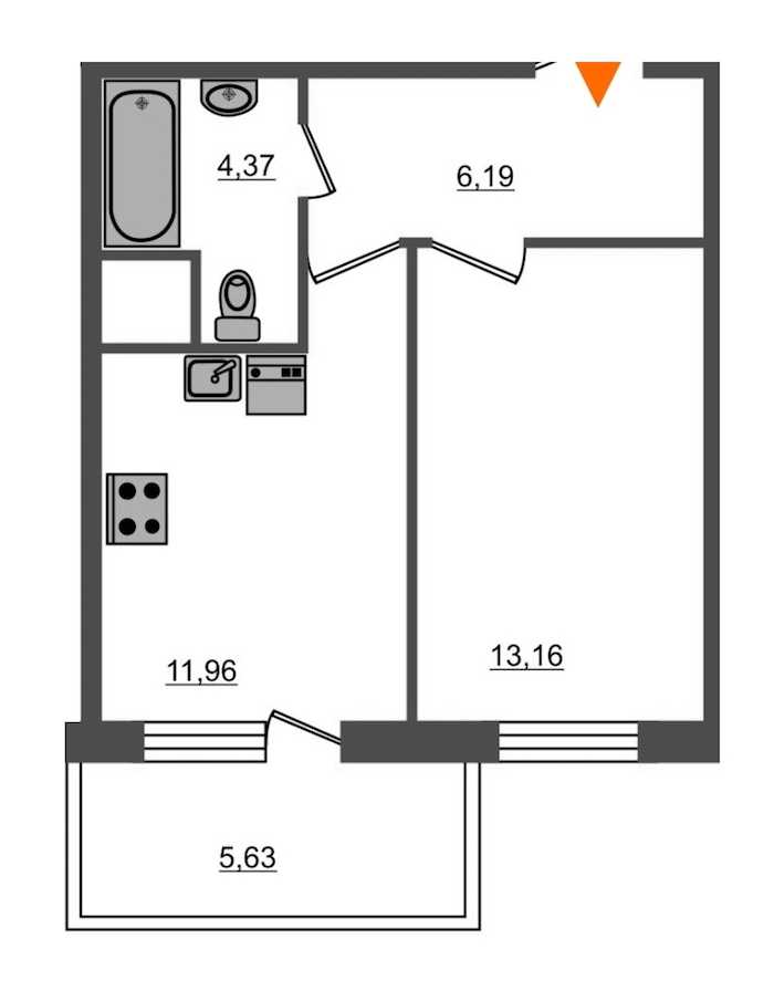 Однокомнатная квартира в : площадь 37.37 м2 , этаж: 2 – купить в Санкт-Петербурге