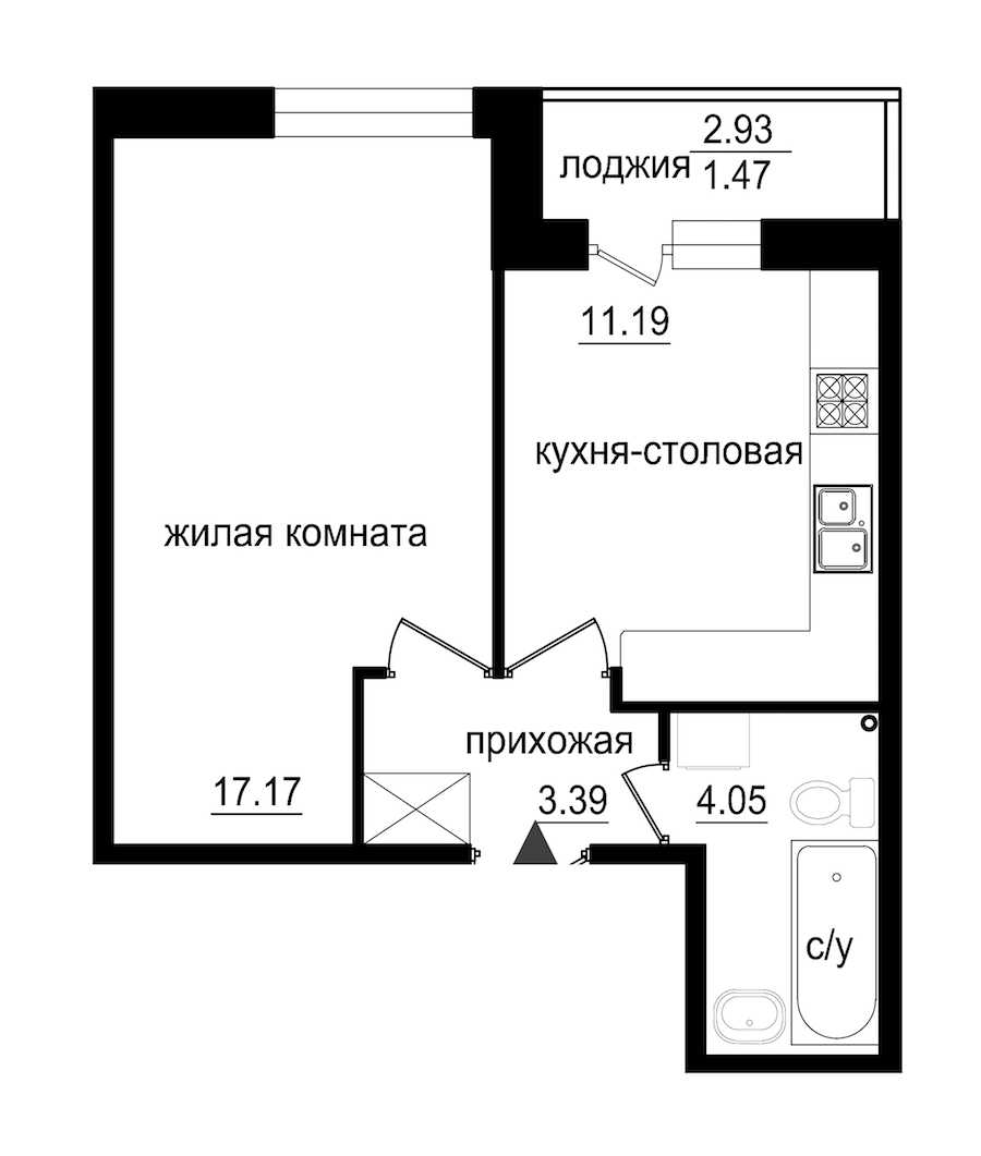 Однокомнатная квартира в : площадь 37.27 м2 , этаж: 1 – купить в Санкт-Петербурге