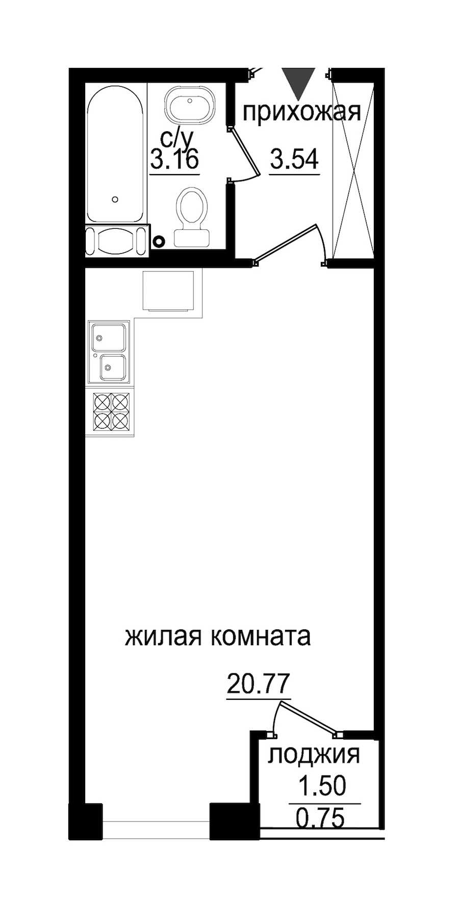 Студия в : площадь 28.22 м2 , этаж: 3 – купить в Санкт-Петербурге