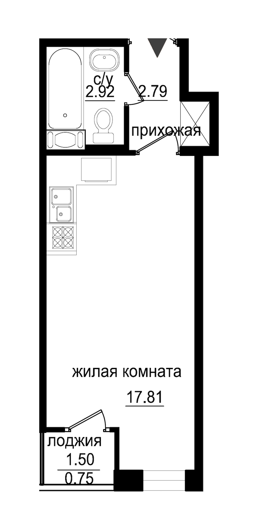 Студия в : площадь 24.27 м2 , этаж: 4 – купить в Санкт-Петербурге