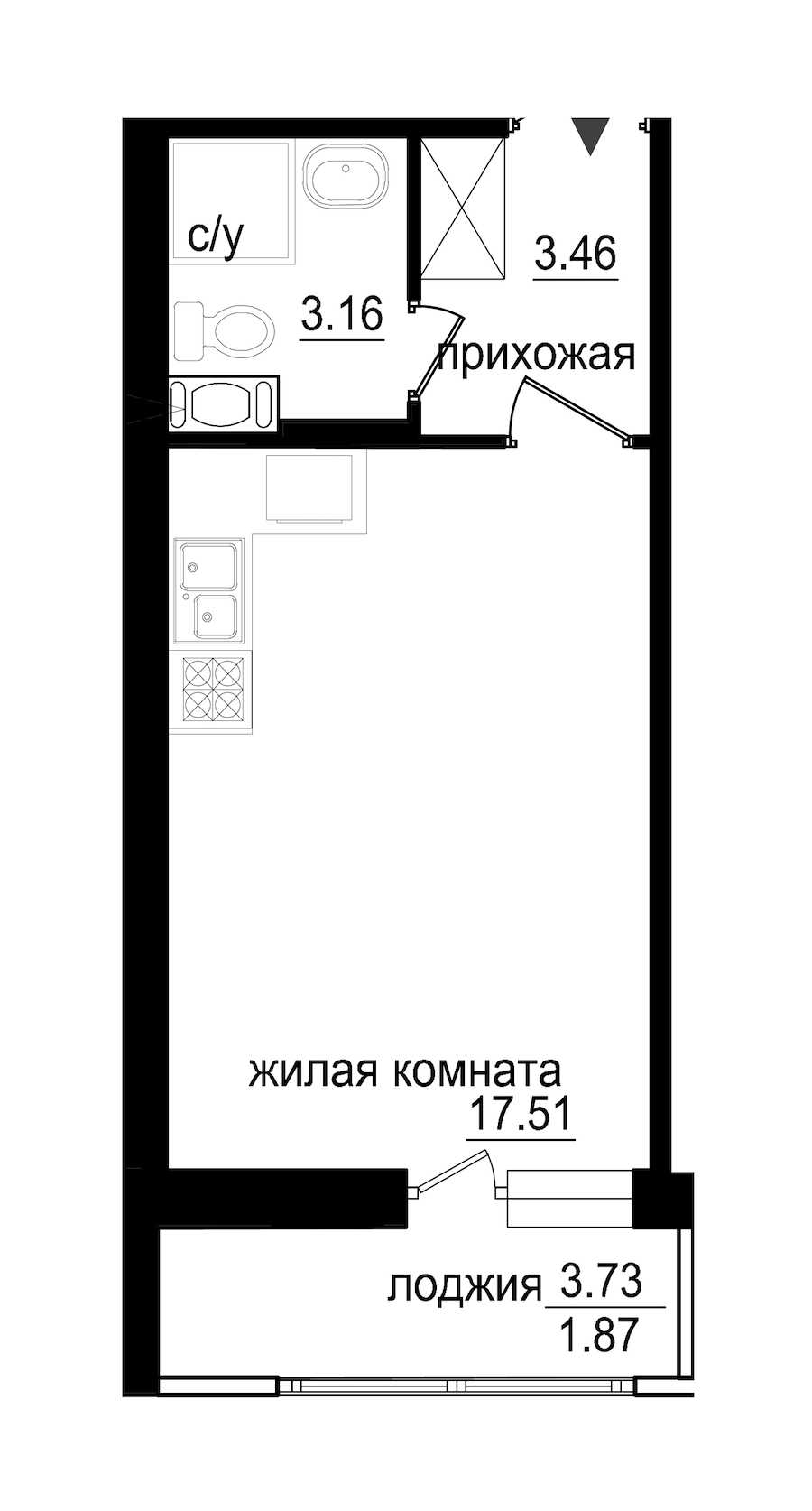 Студия в : площадь 26 м2 , этаж: 5 – купить в Санкт-Петербурге